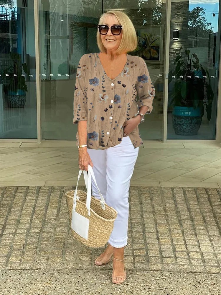 Joanne | Túnica Estampada com Botões