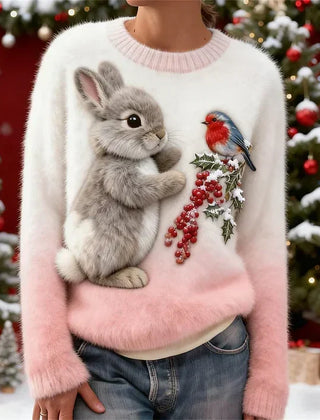 Janelli | Bunny Print Holiday Sweater Women
