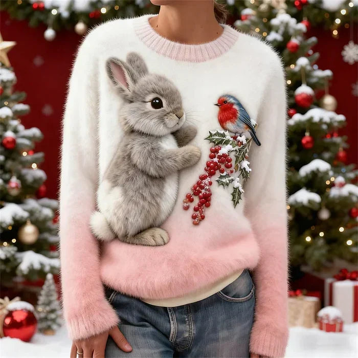 Janelli | Bunny Print Holiday Sweater Women