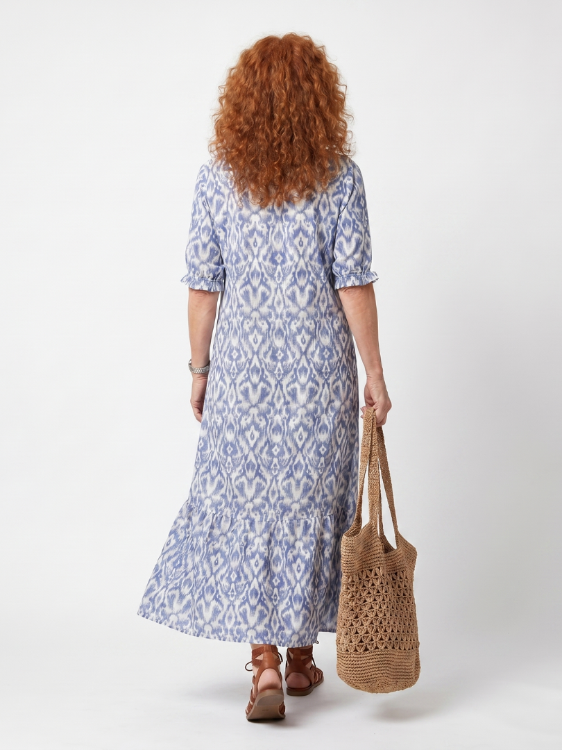 Ottoline | Vestido Midi Estampado com Amarração no Pescoço e Tassel