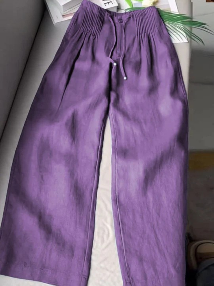 Camille | Calça pantalona em algodão e mistura