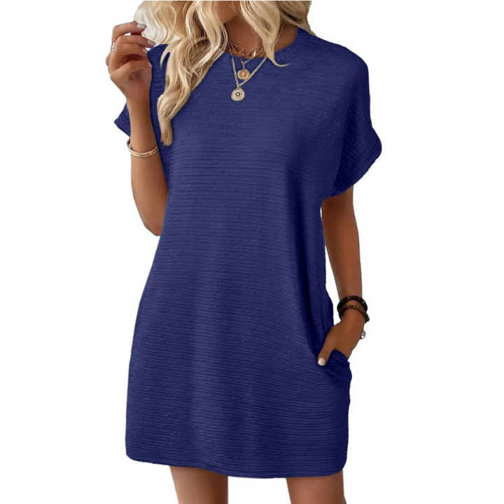 EVASHA – Vestido de Verão Casual Minimalista com Decote Redondo