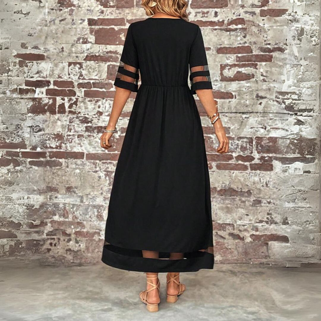 Aubrey | Women's Empire Waist Midi Dress, Tummy-Smoothing Flowy Day Dress
