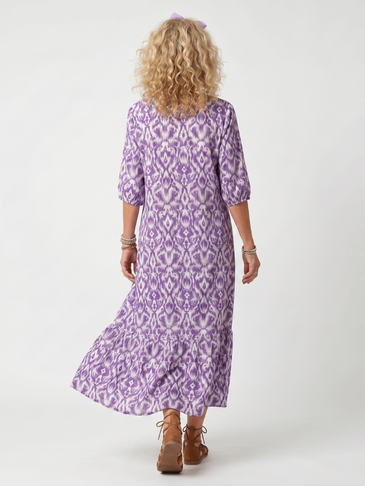 Penelope | Vestido Midi Estampado com Amarração e Tassel