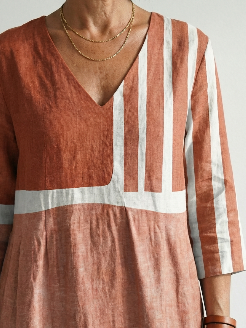Remy | Vestido Midi Listrado Misturado Fácil
