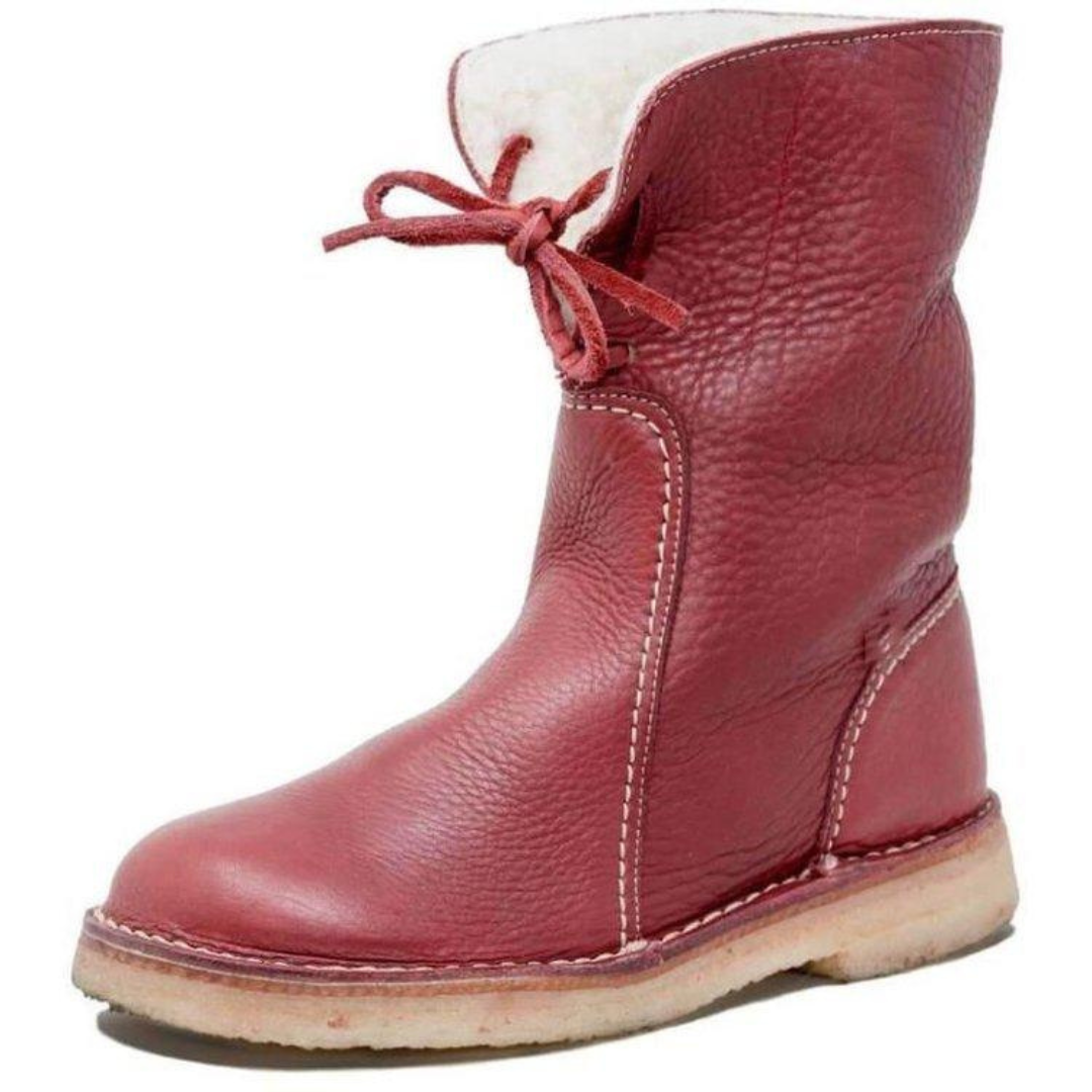 Women's Waterproof Vegan Leather Ankle Boots, Wool Blend Lined Winter Boots