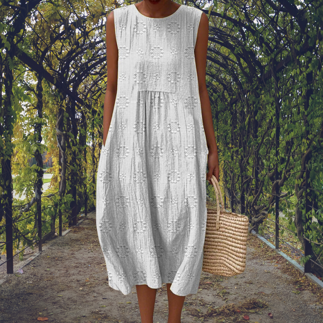 Aikaterini – Vestido Elegante Sem Mangas com Bolsos