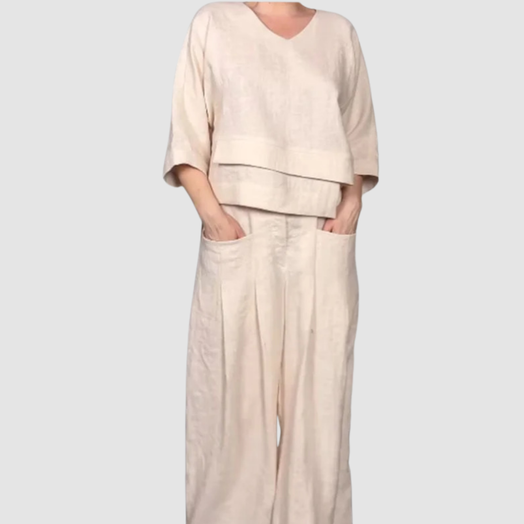 Conjunto Vina Relaxed 2 Peças | Top Assimétrico e Calça Pantalona
