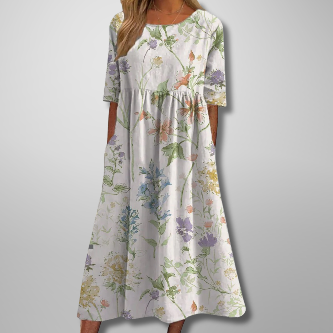 Gail | Vestido Midi Floral Relaxado