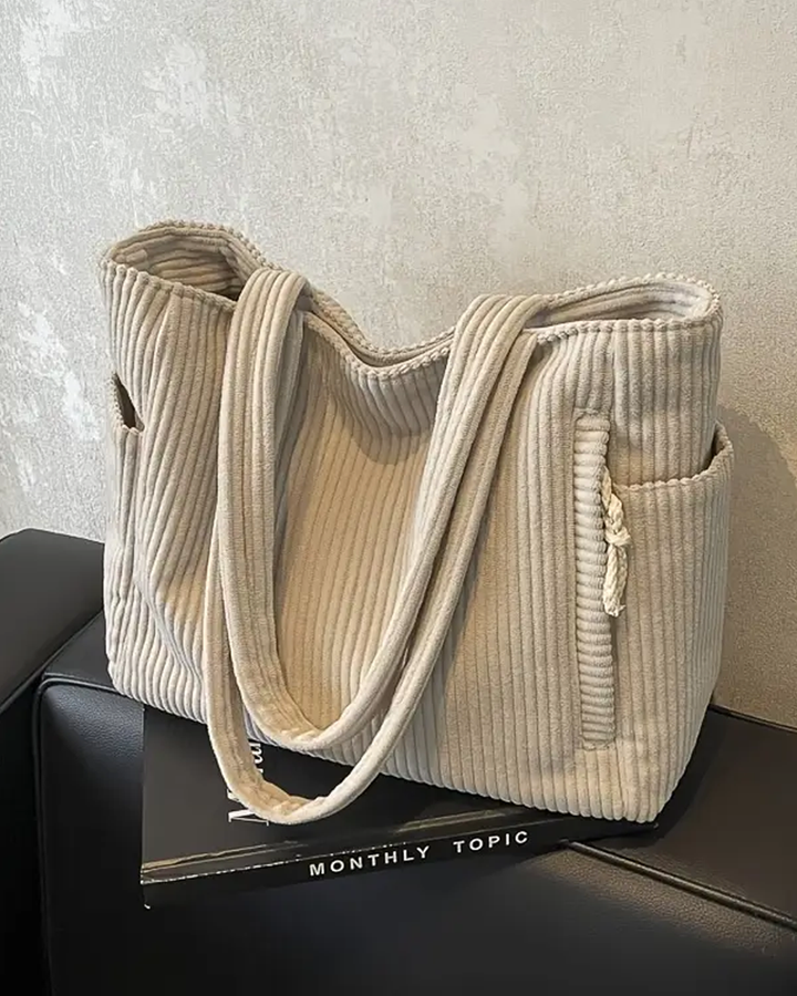 Tilda – Bolsa Tote Canelada com Detalhe em Cordão