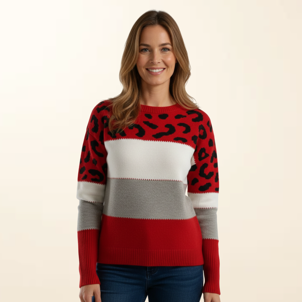Zoë - Elegant and Comfortable Sweater with Leopard Print