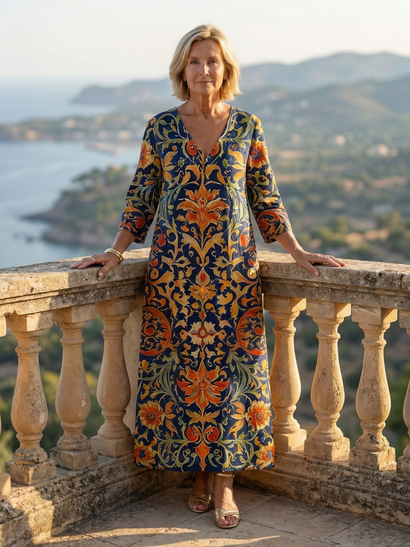 Elise | Vestido Midi Floral Ornado e Limpo