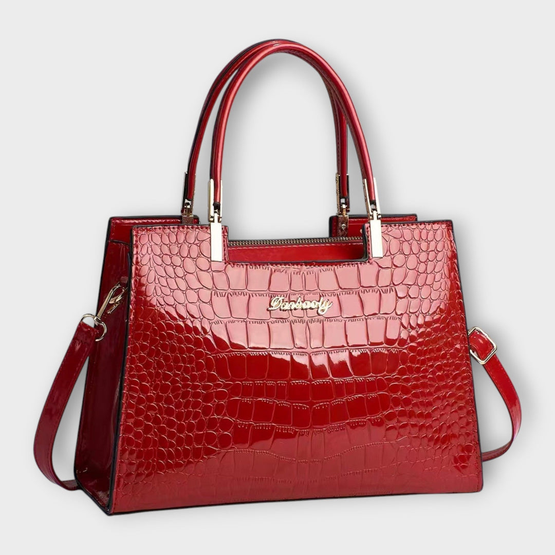 Olivia - Bolsa de Mão com Estampa de Crocodilo Brilhante