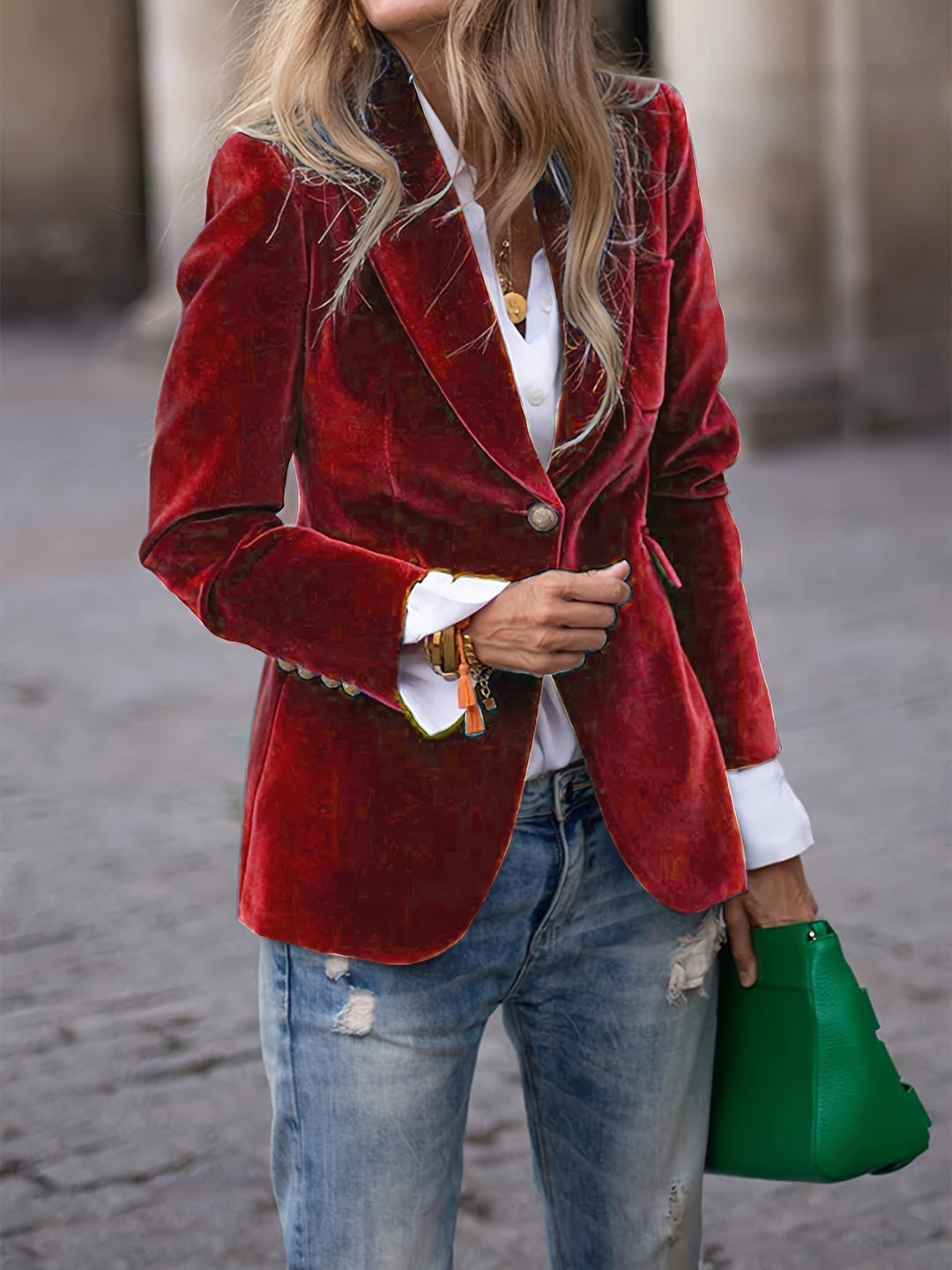 Elena | Blazer de Veludo – Confiança, Conforto e Classe Atemporal