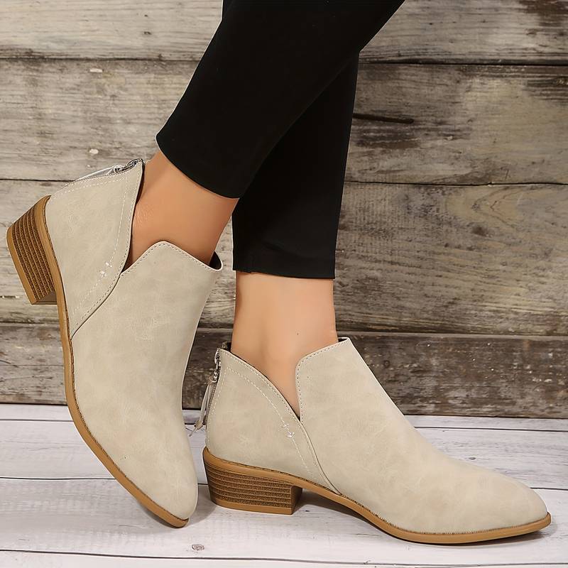 Beatrix | Women's Tapered Perforated Boots, Rubber Sole Boots for Casual and Smart Wear