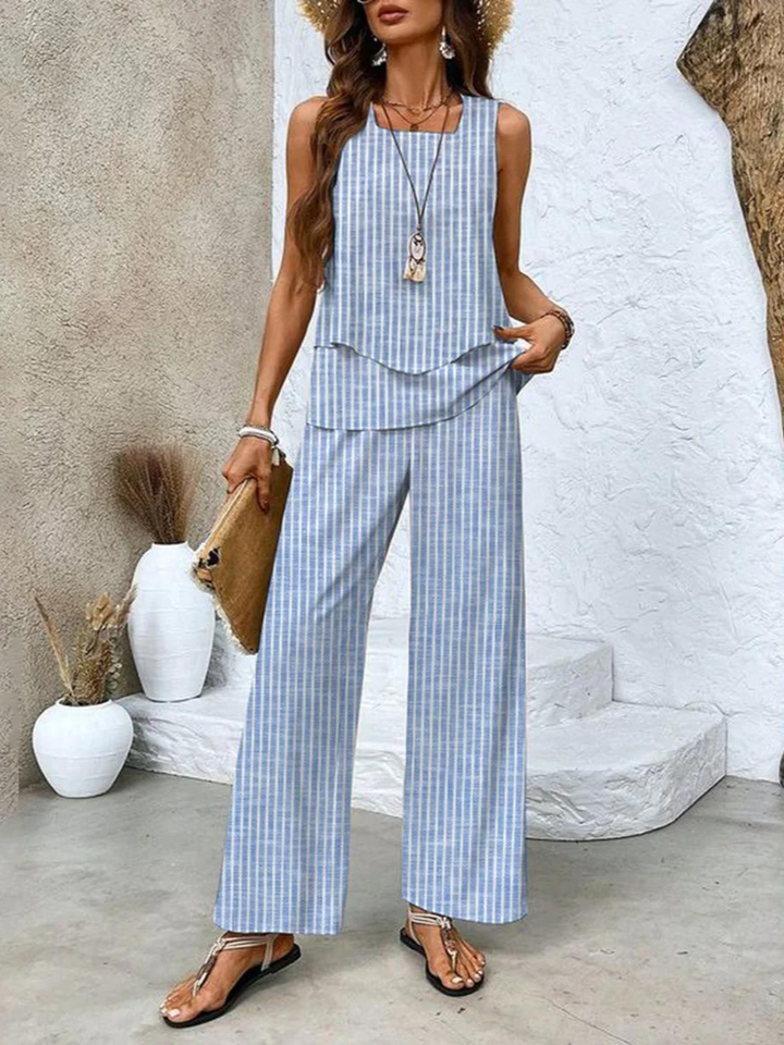 Conjunto Elegante Juliette de Duas Peças | Blusa Fluida e Calça Pantalona