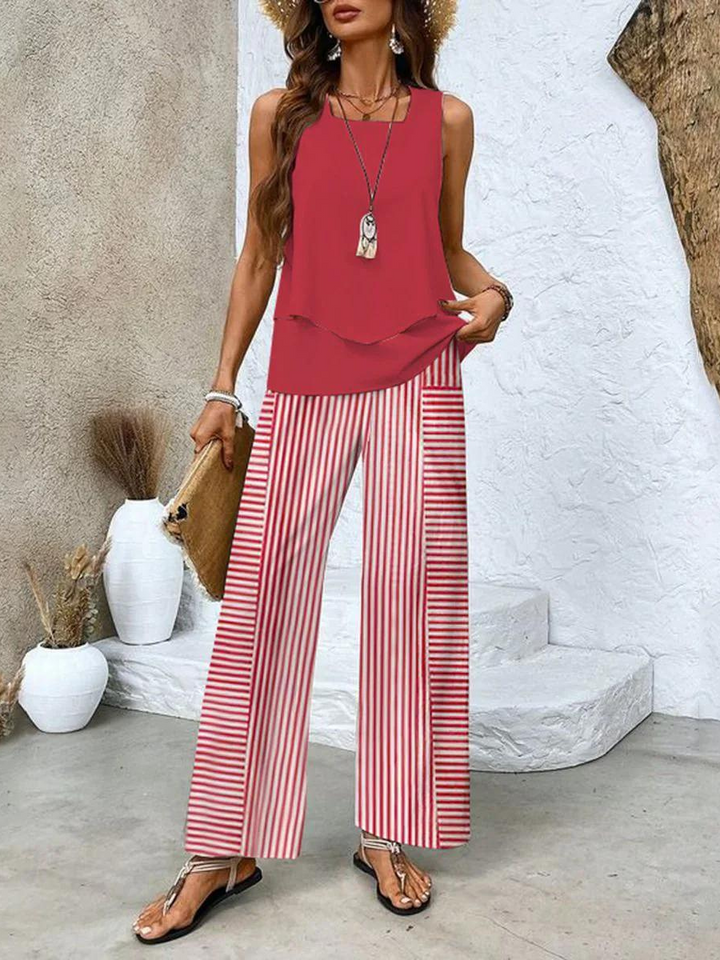 Conjunto Elegante Juliette de Duas Peças | Blusa Fluida e Calça Pantalona