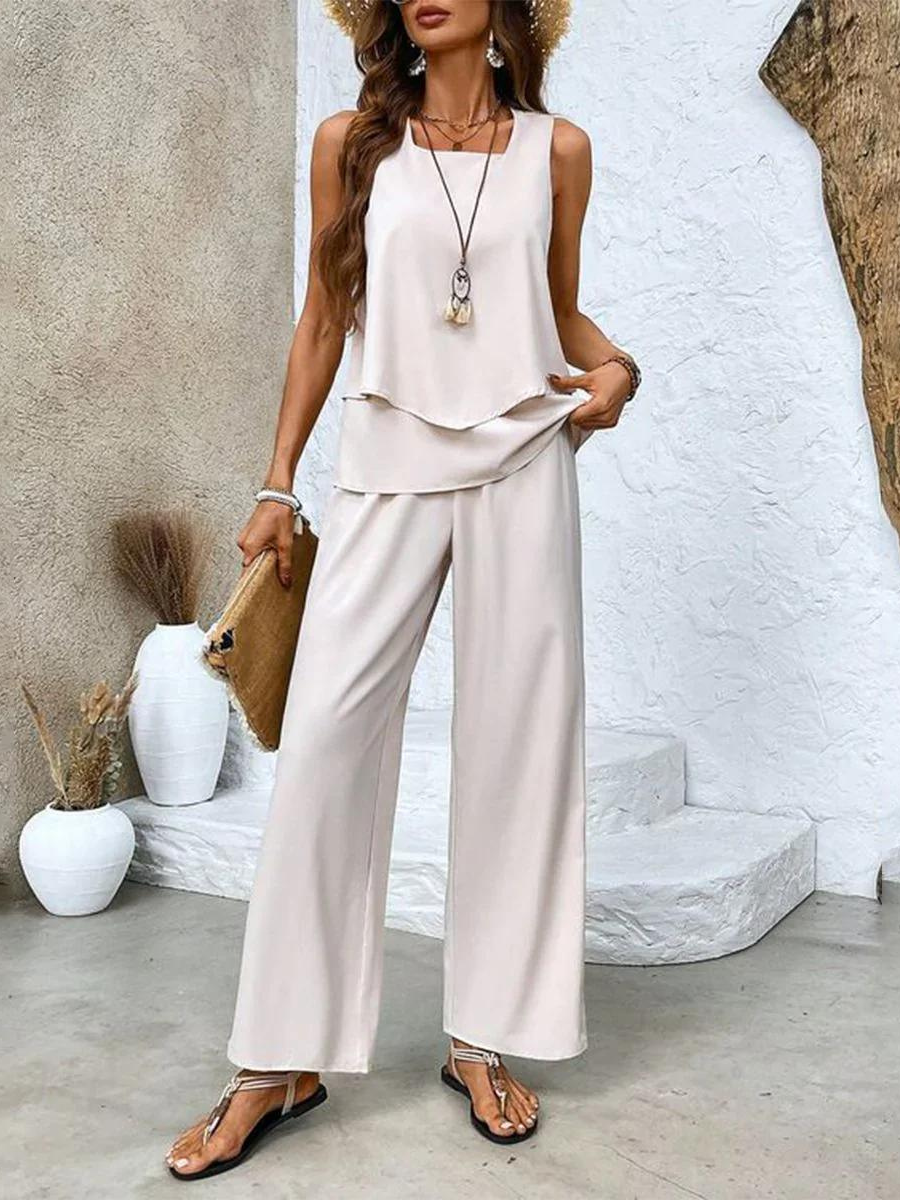 Conjunto Elegante Juliette de Duas Peças | Blusa Fluida e Calça Pantalona