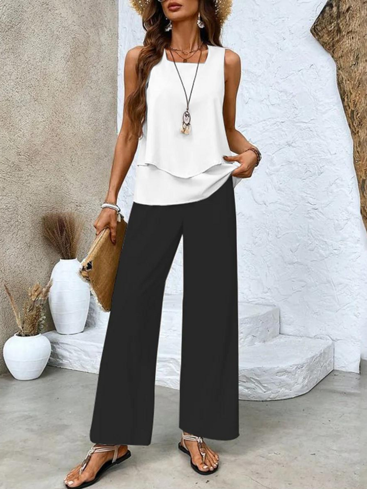 Conjunto Elegante Juliette de Duas Peças | Blusa Fluida e Calça Pantalona
