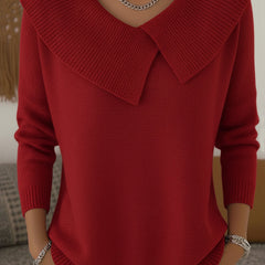 Cassidy | Women's Warm Collared Sweater, Pleat Detail Soft Knit Winter Pullover