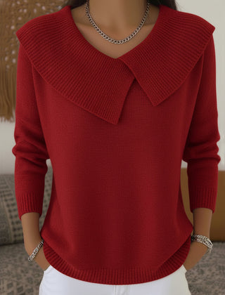 Cassidy | Women's Warm Collared Sweater, Pleat Detail Soft Knit Winter Pullover