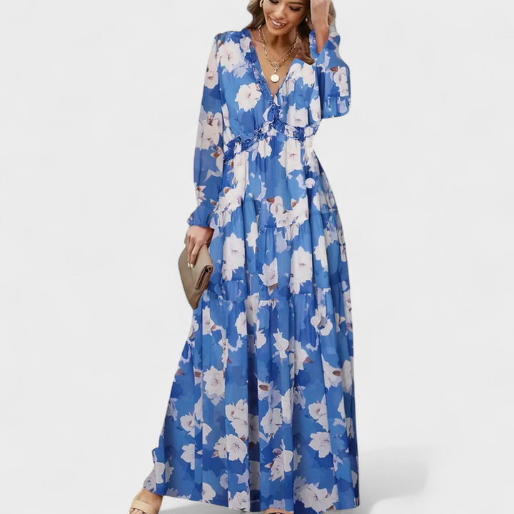 Zera | Vestido Longo Floral em Camadas