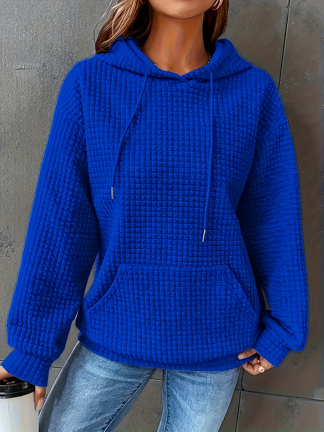 Lena | Cozy Waffle Knit Hooded Sweater