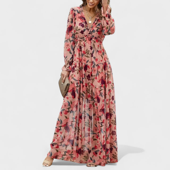 Zera | Vestido Longo Floral em Camadas