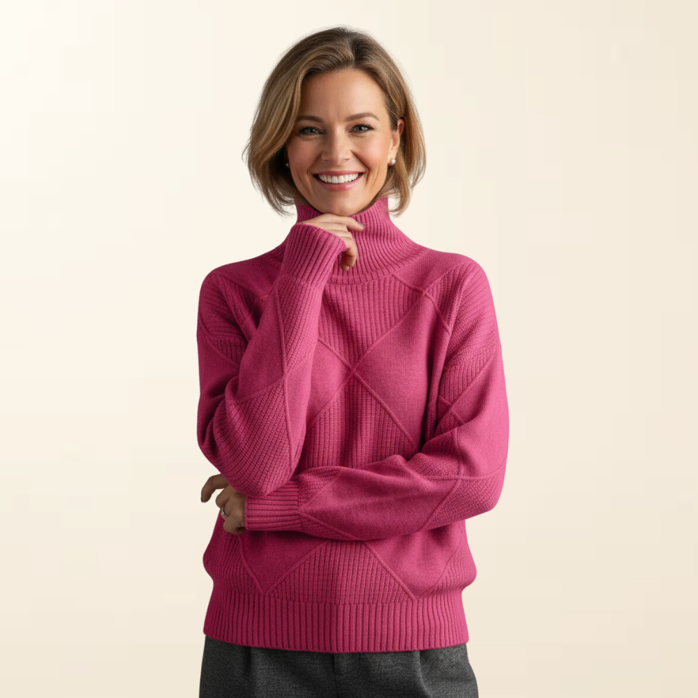 Elise – Suéter de Cuello Alto de Punto con Textura Refinada