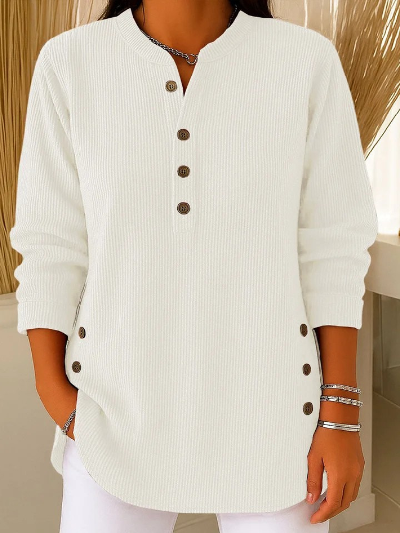 Theresa | Button Up White Sweater