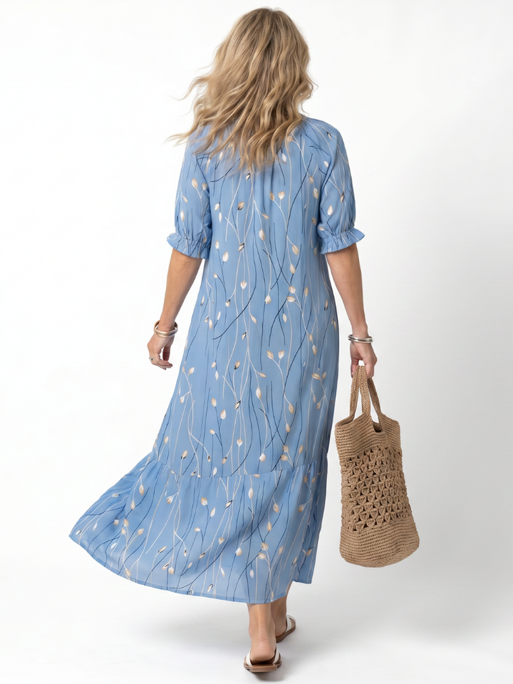 Alora | Vestido Midi com Estampa Floral e Amarração com Tassel