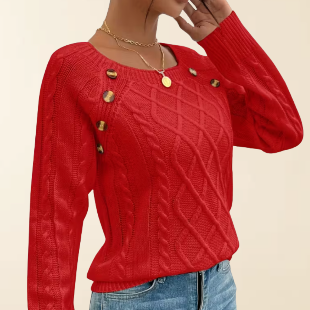 Mea - Elegant Sweater with Button Details