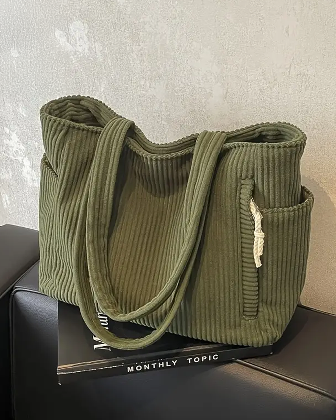 Tilda – Bolsa Tote Canelada com Detalhe em Cordão
