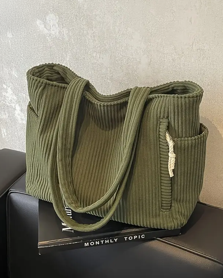 Tilda – Bolsa Tote Canelada com Detalhe em Cordão