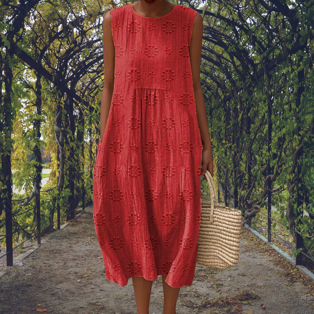 Aikaterini – Vestido Elegante Sem Mangas com Bolsos