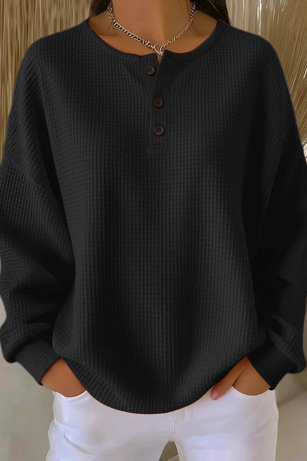 Cecily | Waffle Knit Henley