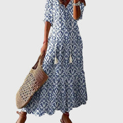 Amalia | Women's Bohemian V-Neck Maxi Dress, Lightweight Vintage Summer Dress