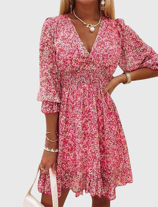 Elisa | Women's Floral Puff Sleeve Mini Dress, Lightweight Summer Dress