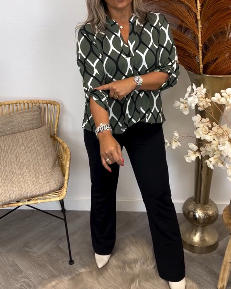 Janny | Blusa Casual com Mangas Longas e Estampa Elegante