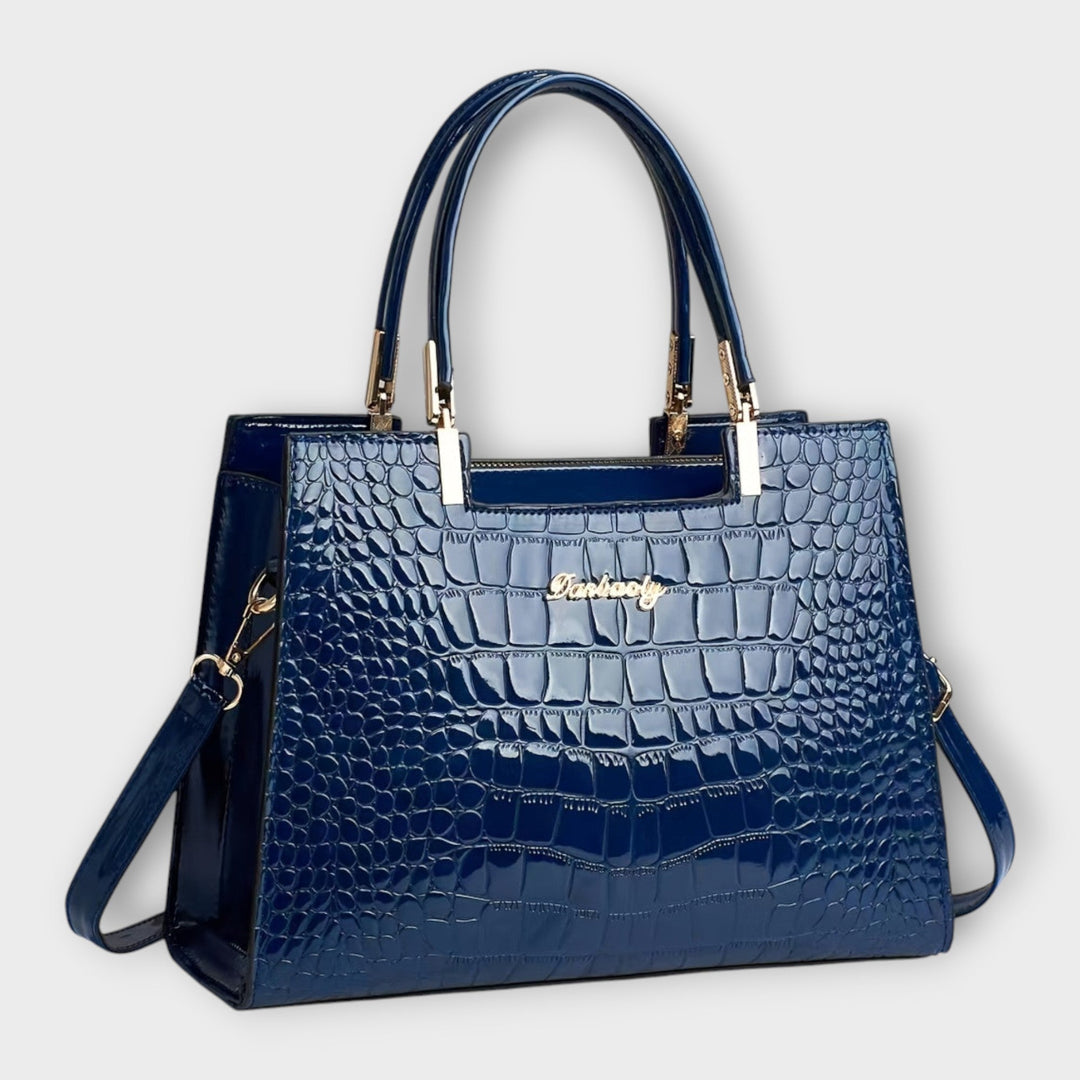 Olivia - Bolsa de Mão com Estampa de Crocodilo Brilhante
