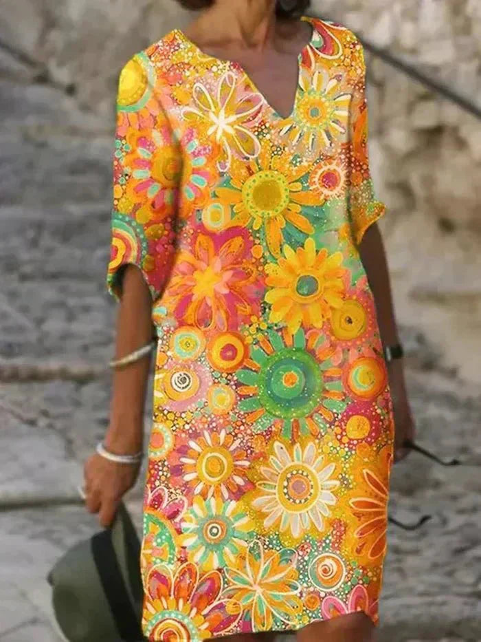 Nira| Vestido Midi Floral Vibrante