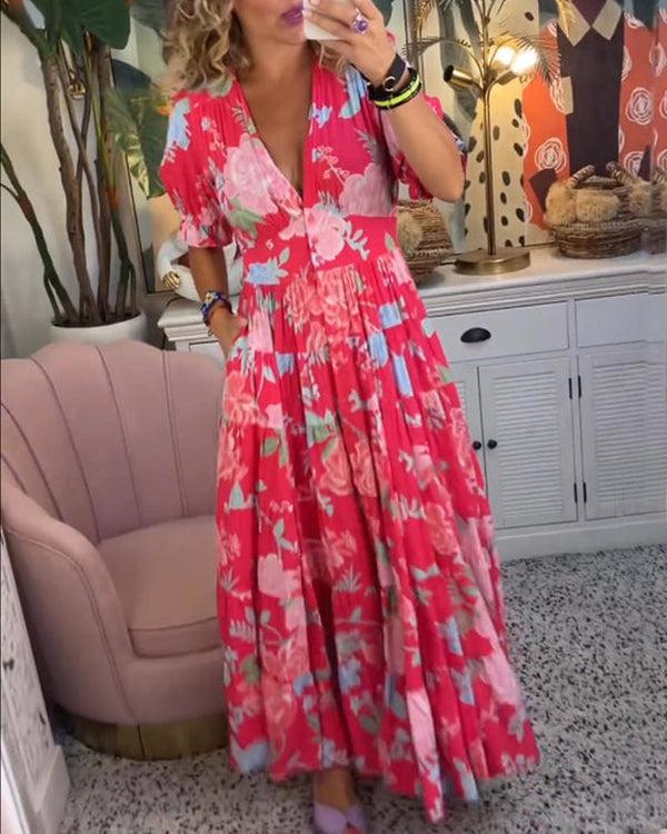 Rosae | Vestido Longo Floral Vibrante – Sinta-se Linda, Sem Esforço