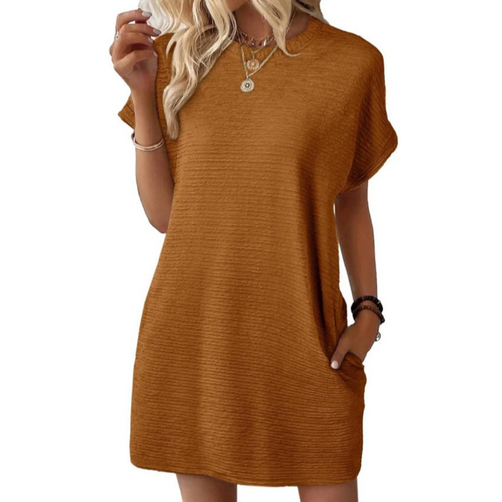 EVASHA – Vestido de Verão Casual Minimalista com Decote Redondo