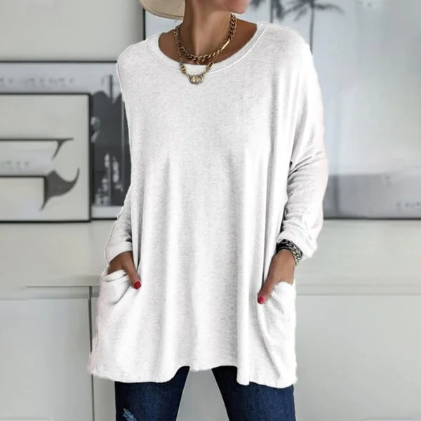 Jenna | Relaxed Scoop-Neck Long Sleeve Top