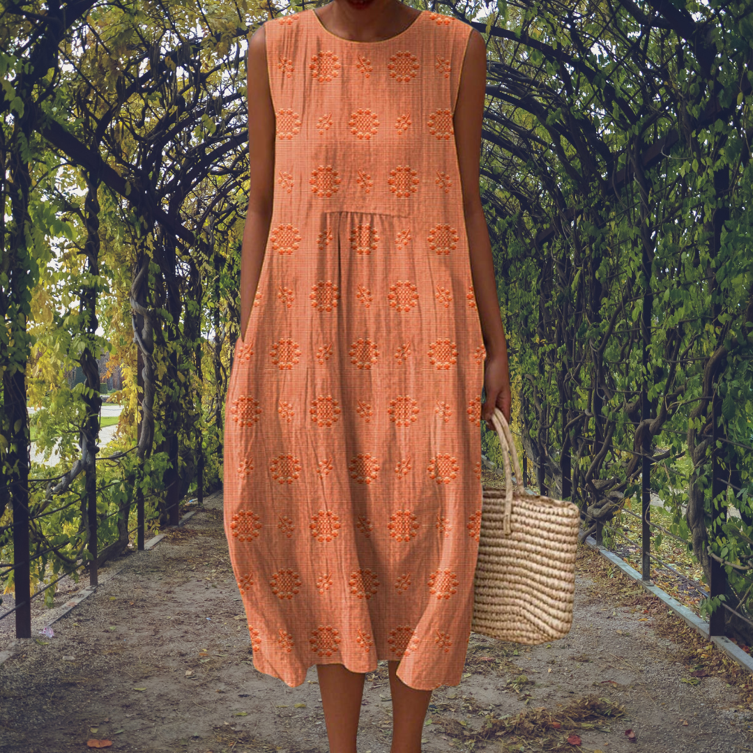Aikaterini – Vestido Elegante Sem Mangas com Bolsos
