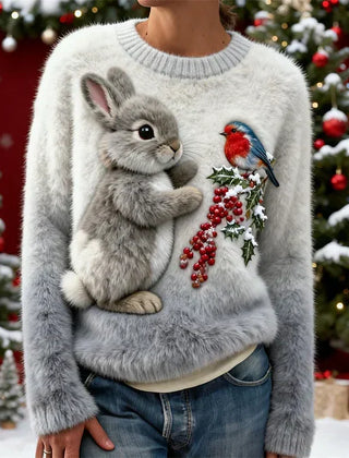 Janelli | Bunny Print Holiday Sweater Women