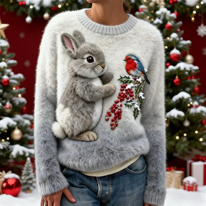 Janelli | Bunny Print Holiday Sweater Women