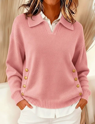 Lorayne | Side Button Pink Sweater