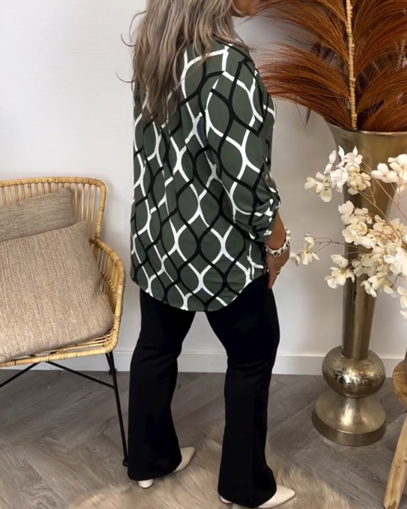 Janny | Blusa Casual com Mangas Longas e Estampa Elegante