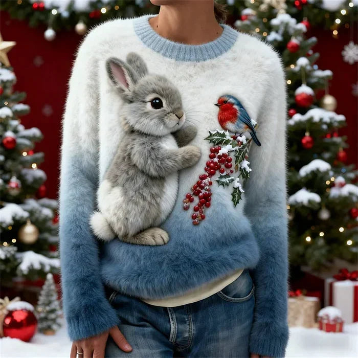 Janelli | Bunny Print Holiday Sweater Women